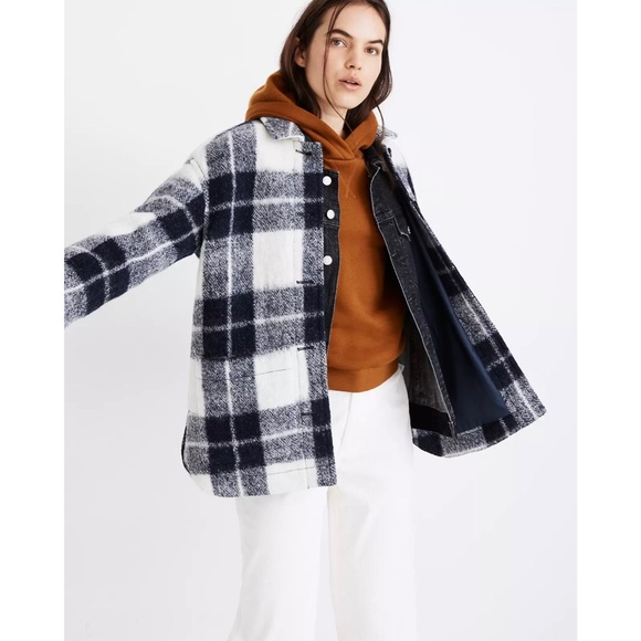 Madewell Jackets & Blazers - Madewell | Blue Collection Plaid Walton Wool Blend Shirt-Jacket